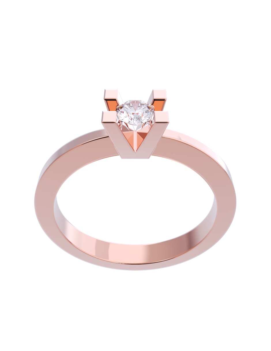 Anillo de compromiso de oro 10 K diamante 3