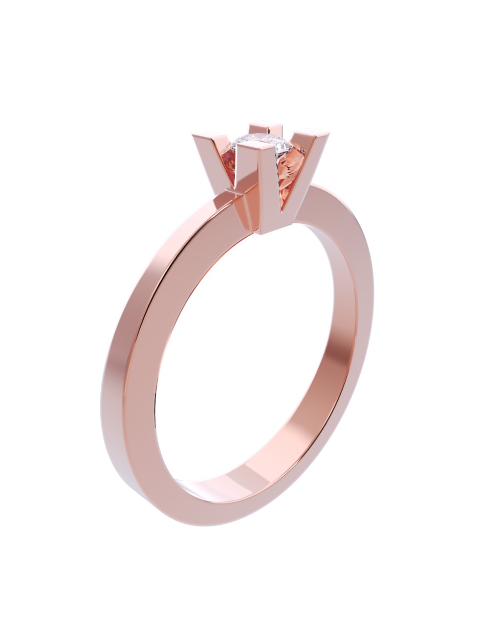 Anillo de compromiso de oro 10 K diamante 4