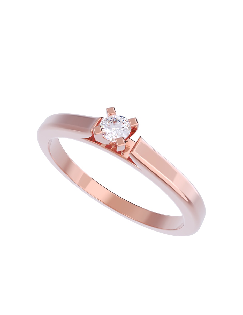 Anillo de compromiso de oro 10 K diamante 2
