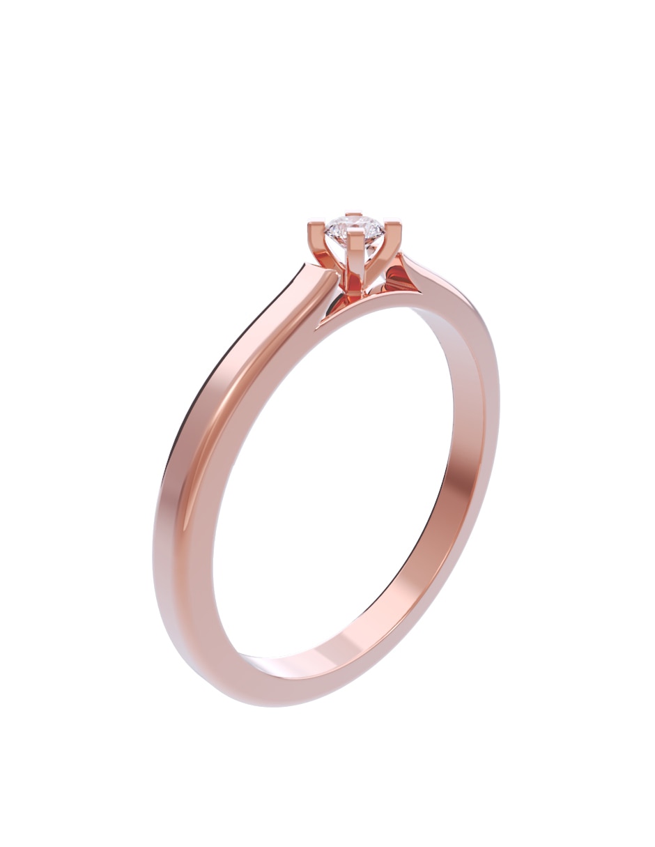 Anillo de compromiso de oro 10 K diamante 4