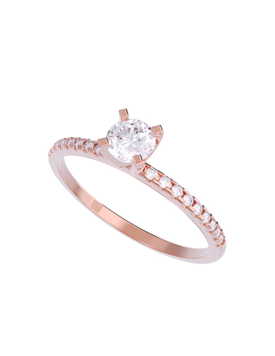 Anillo de compromiso de oro 10 K diamante 4
