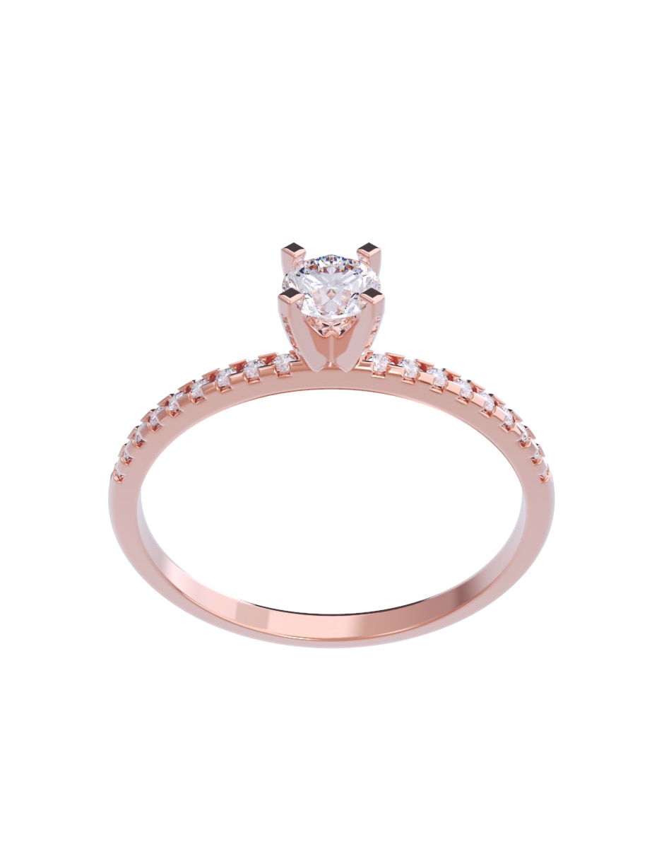Anillo de compromiso de oro 10 K diamante 3