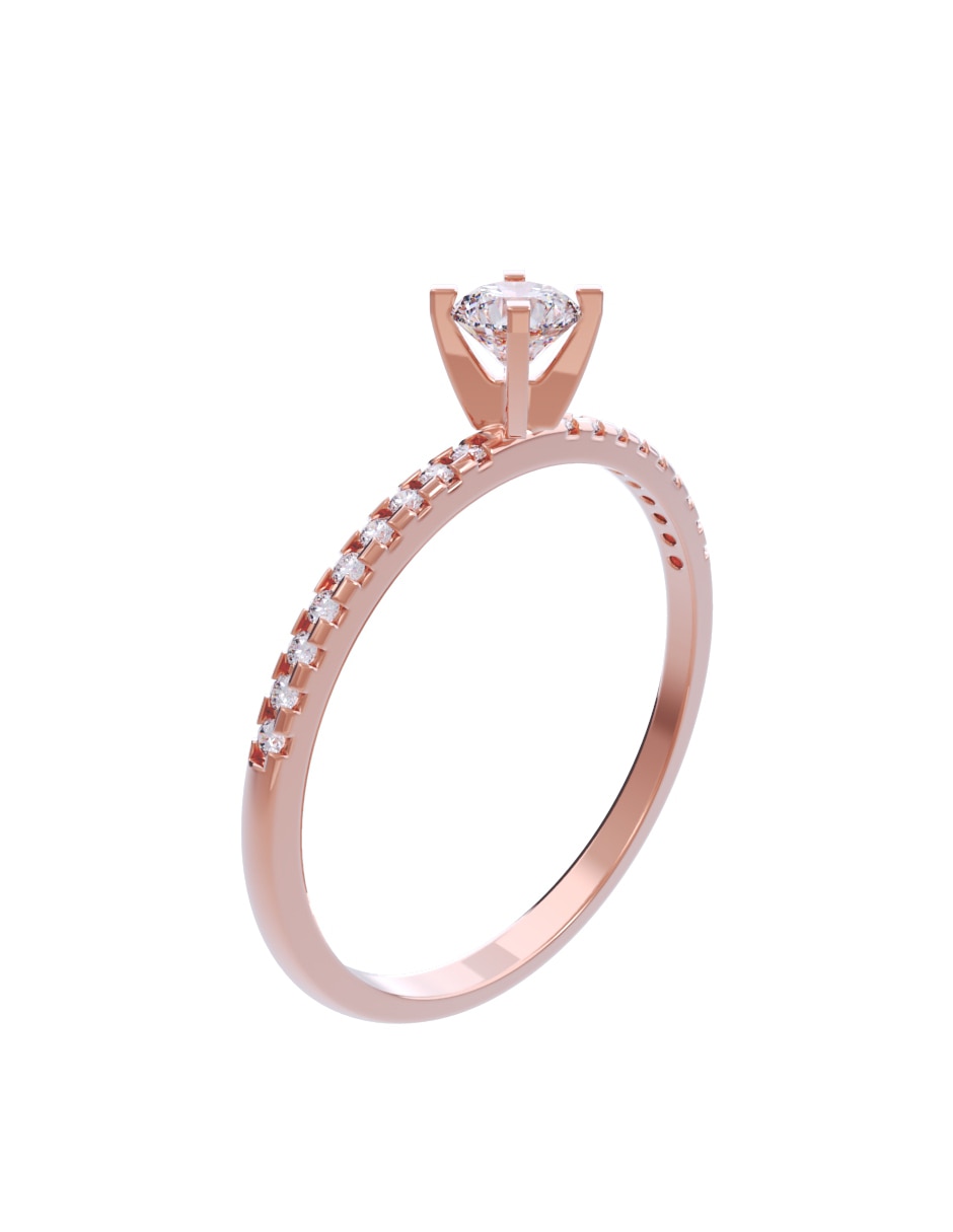 Anillo de compromiso de oro 10 K diamante 2