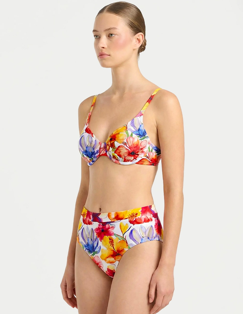 Conjunto bikini roman fashion estampado floral para mujer