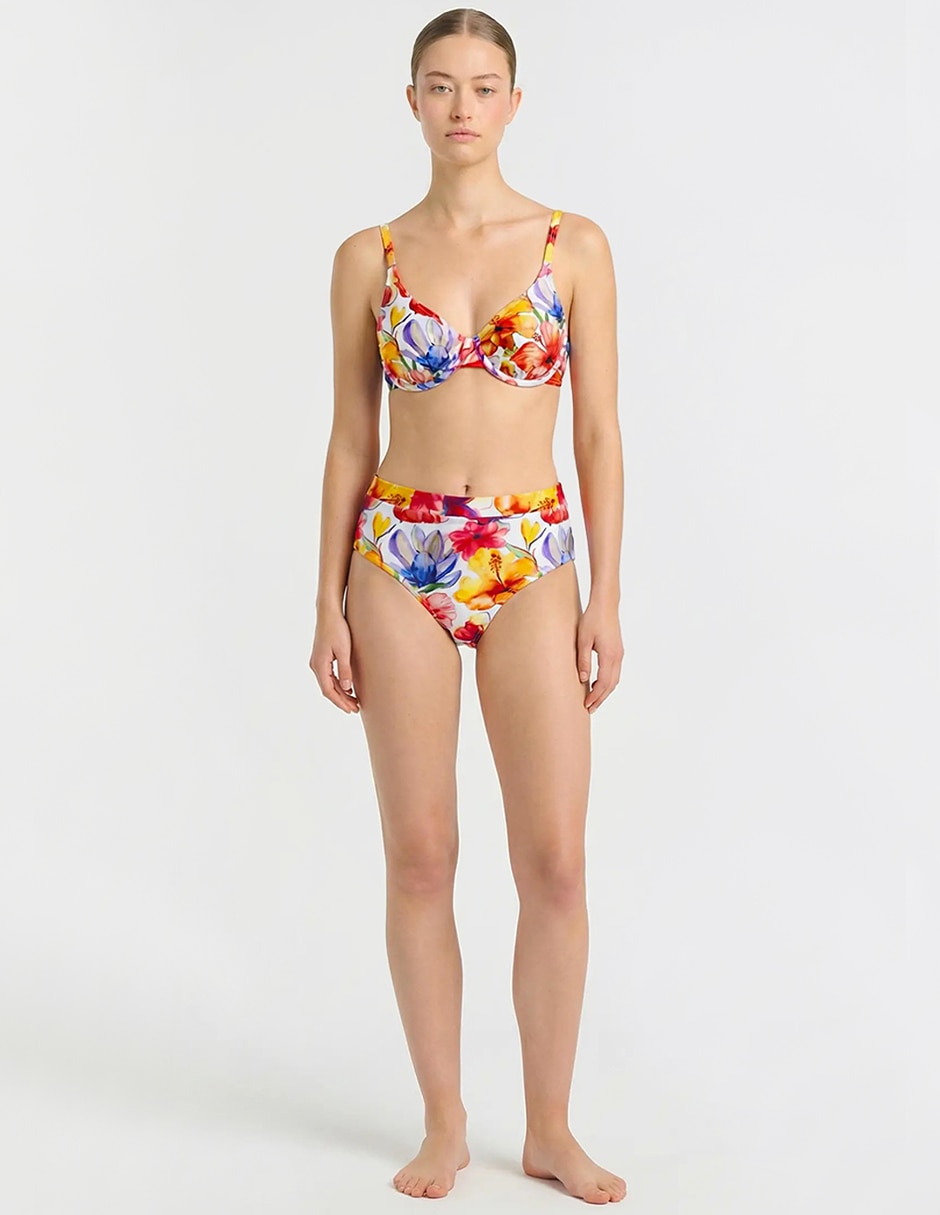 Conjunto bikini roman fashion estampado floral para mujer