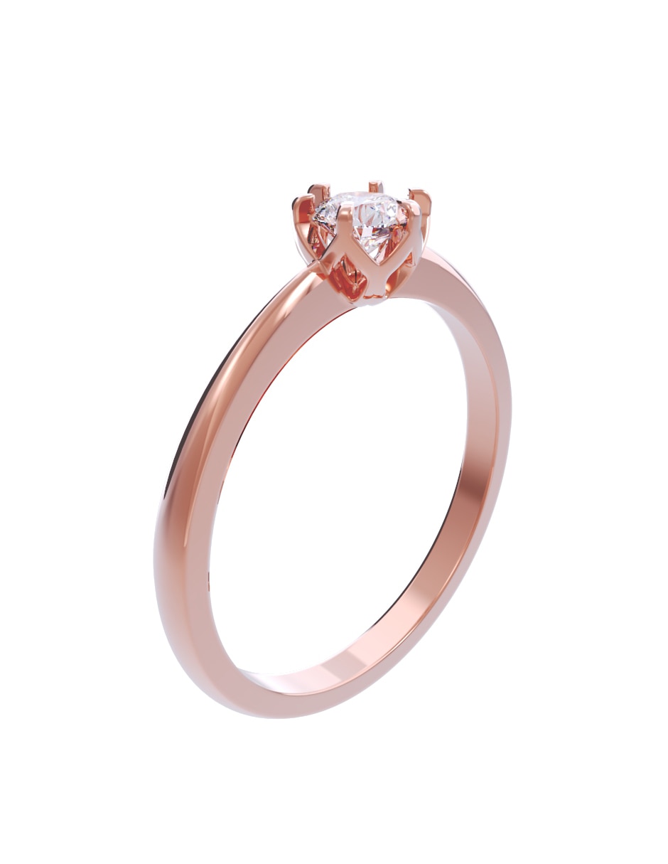 Anillo de compromiso de oro 10 K diamante 4