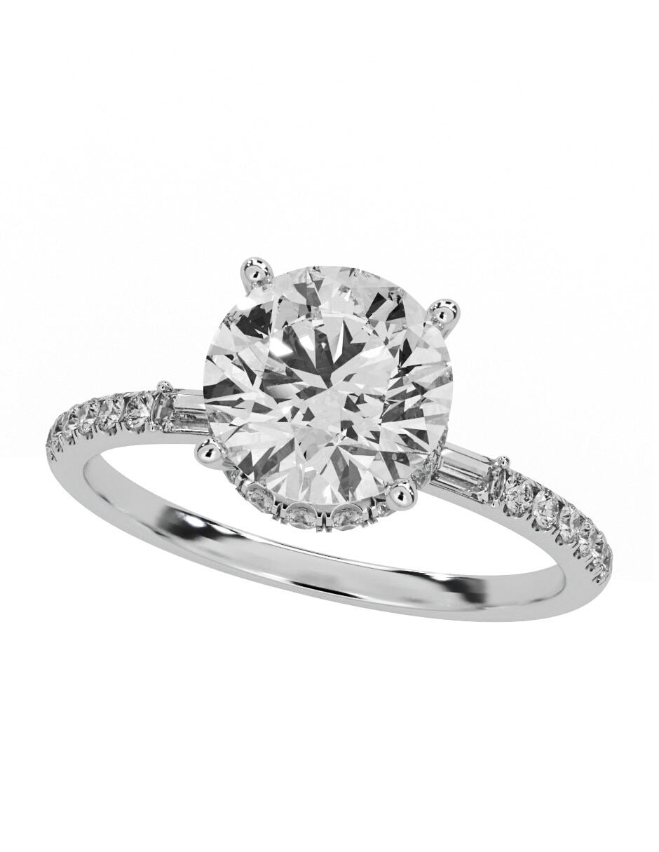 Anillo de compromiso de oro blanco 14 k amore mio amore mio! Diamante de laboratorio