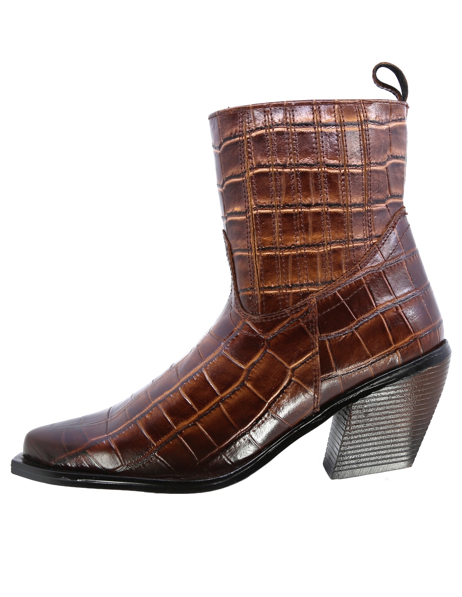 Bota cowboy arriba del tobillo de piel para mujer