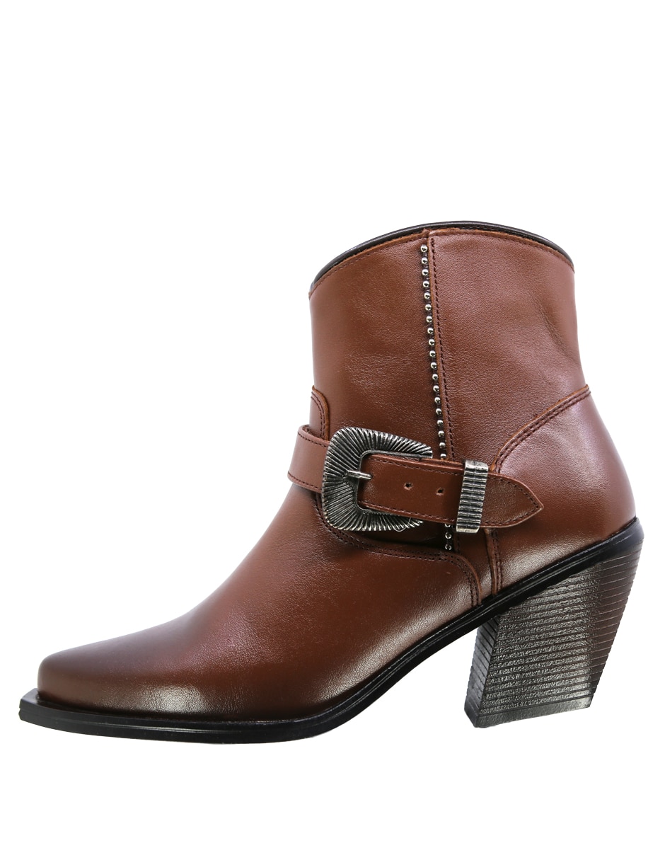Bota cowboy arriba del tobillo de piel para mujer
