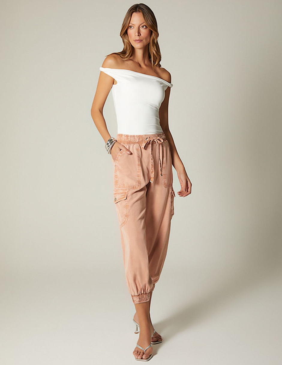 Jeans cargo Malvina corte cintura para mujer 2