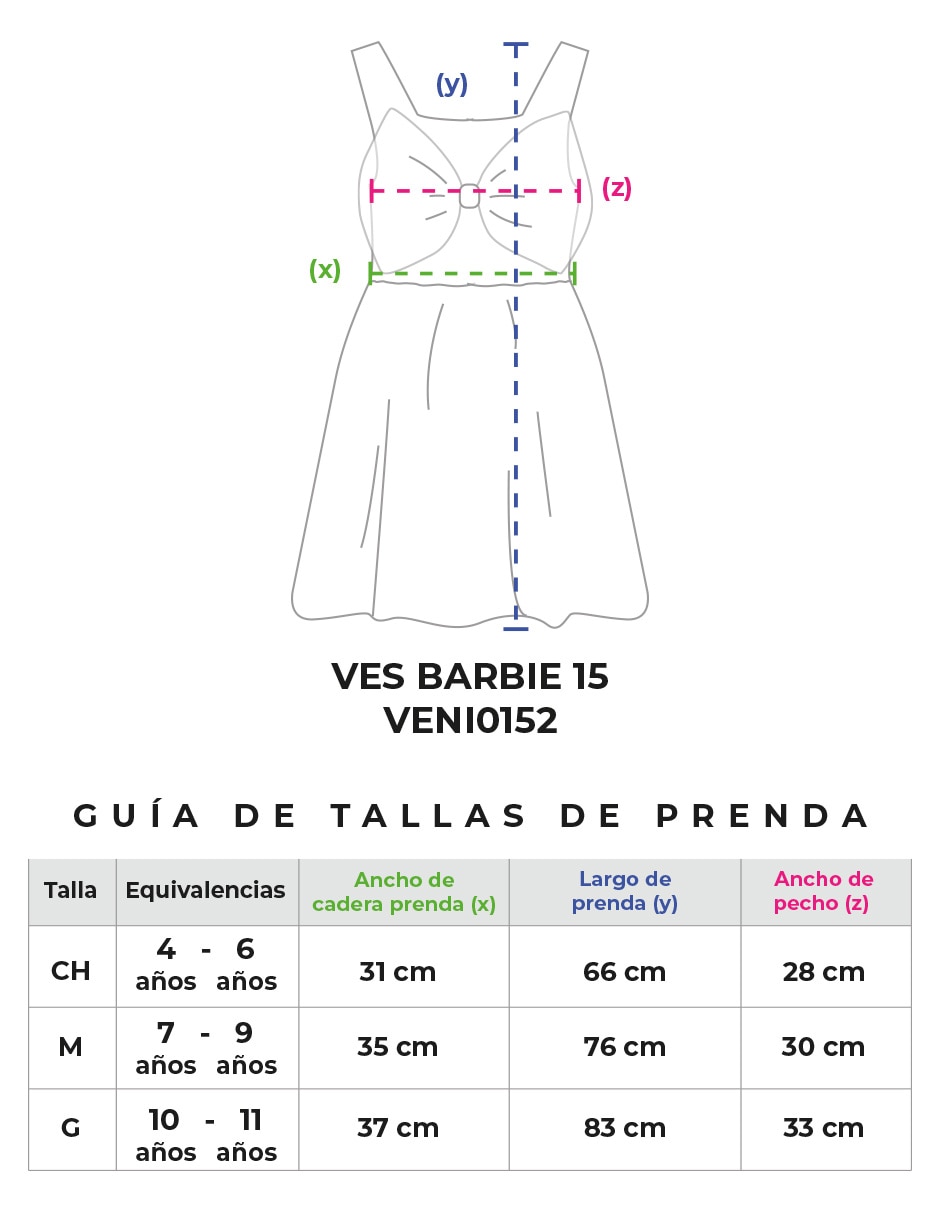 Vestido Ves Barbie 15 sin manga para niña 6
