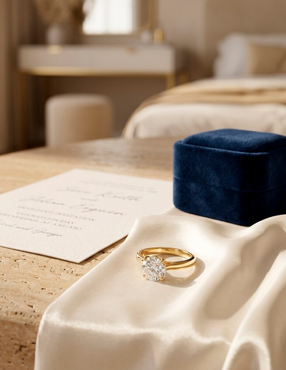 Anillo de compromiso de oro 14 k amore mio