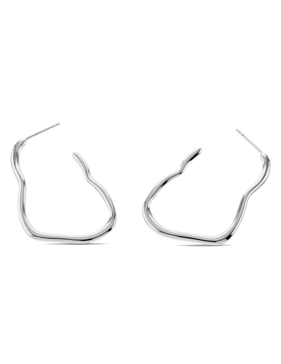 Aretes de aro Airy Molten de plata P 925 con acabado pulido 3