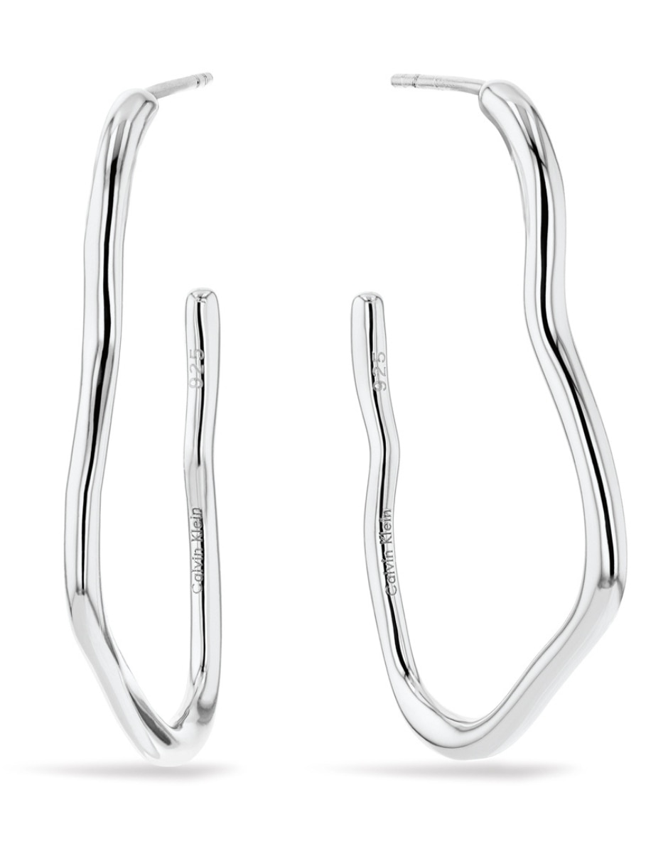 Aretes de aro Airy Molten de plata P 925 con acabado pulido Aretes de aro Airy Molten de plata P 925 con acabado pulido
