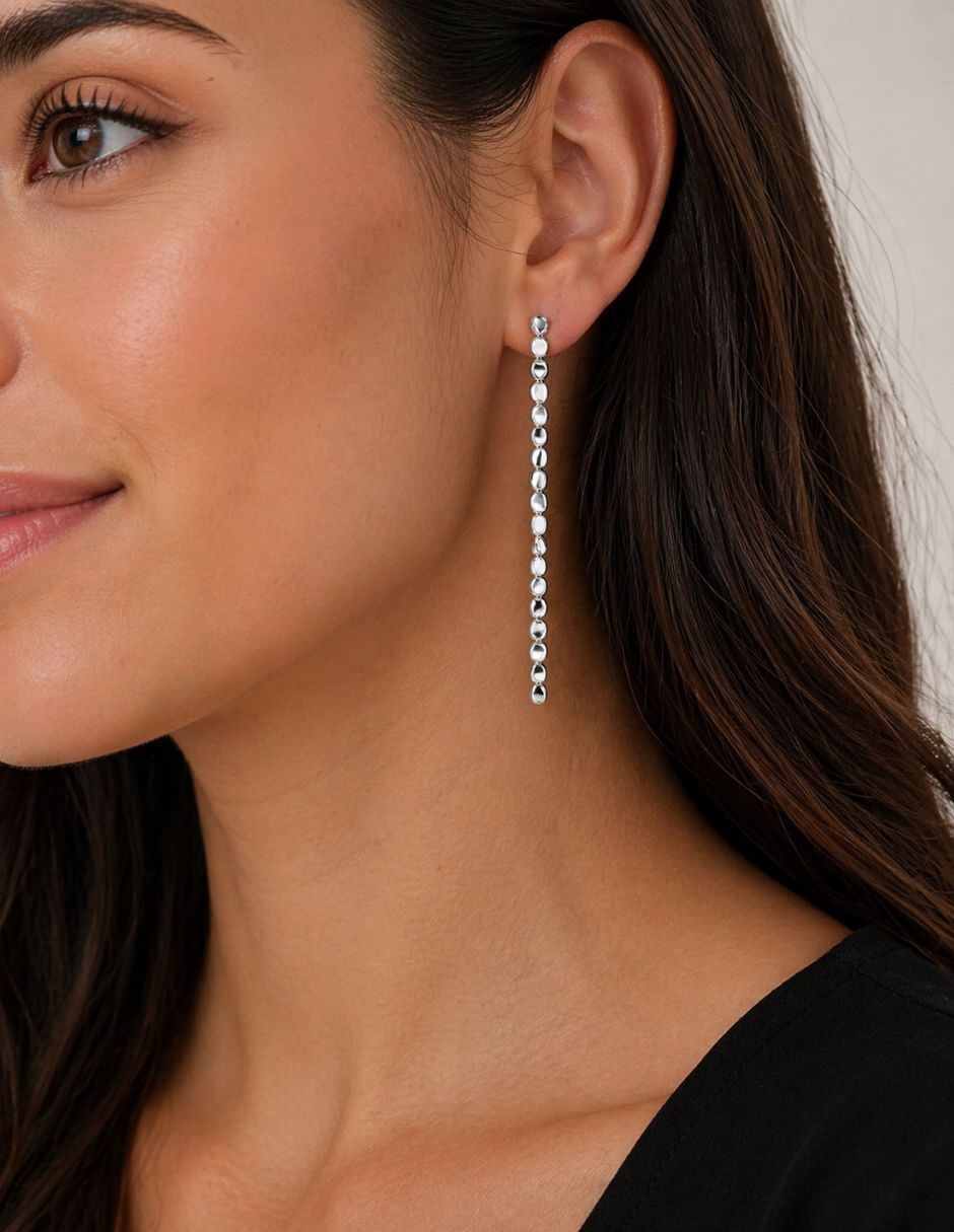 Aretes largos Calvin Klein Minimal Pebble de plata P 925 con acabado pulido 3
