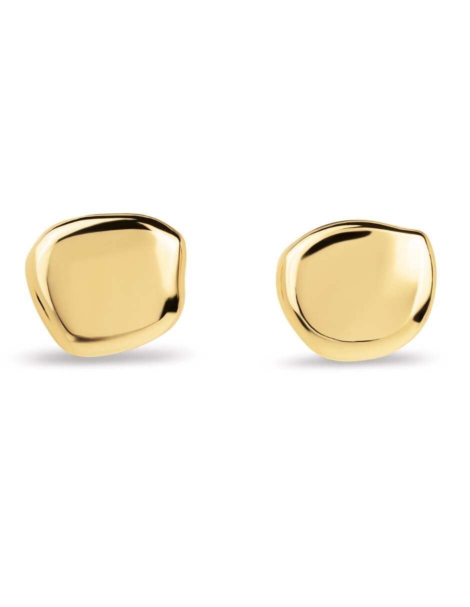 Broqueles circulares Minimal Pebble de plata P 925 y 14 K