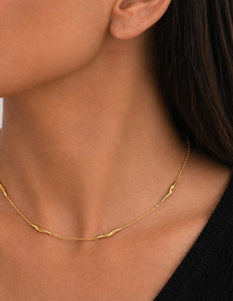 Collar Calvin Klein Liquid Chain de plata P 925 con acabado baño de oro