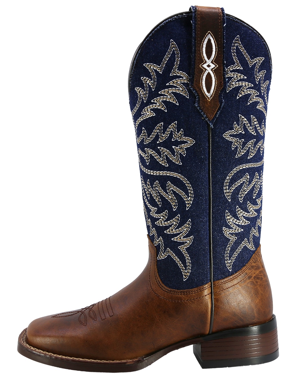 Bota cowboy abajo de la rodilla de piel para mujer