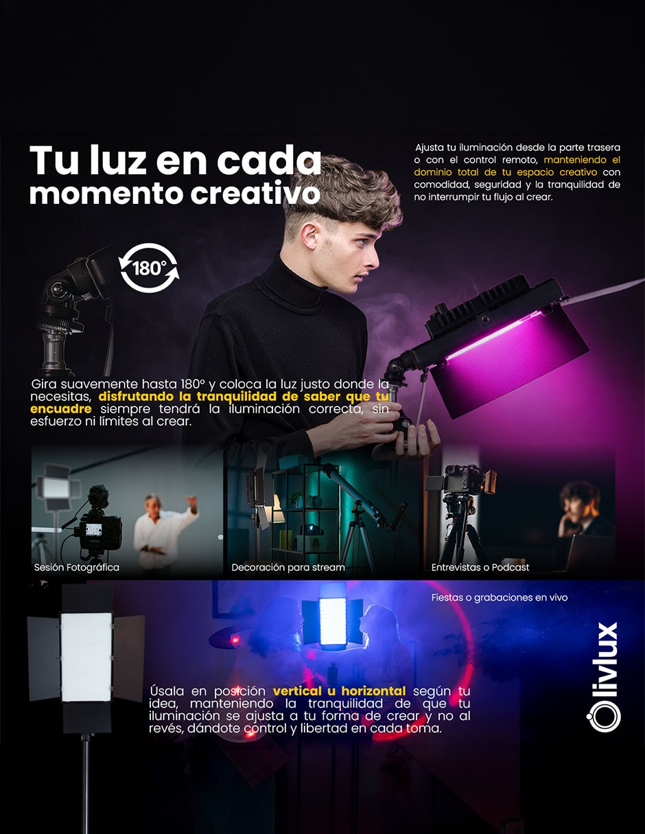 Lámpara para fotografía Livlux G800