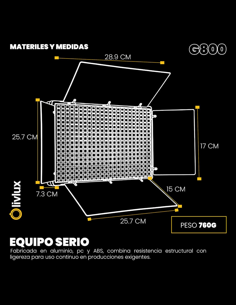 Lámpara para fotografía Livlux G800