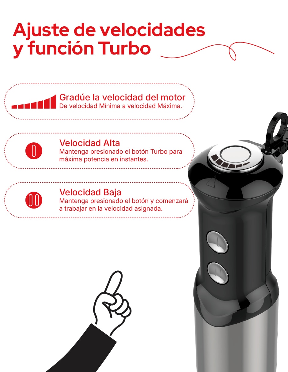Batidora inmersión 5 velocidades + 1 turbo chb04