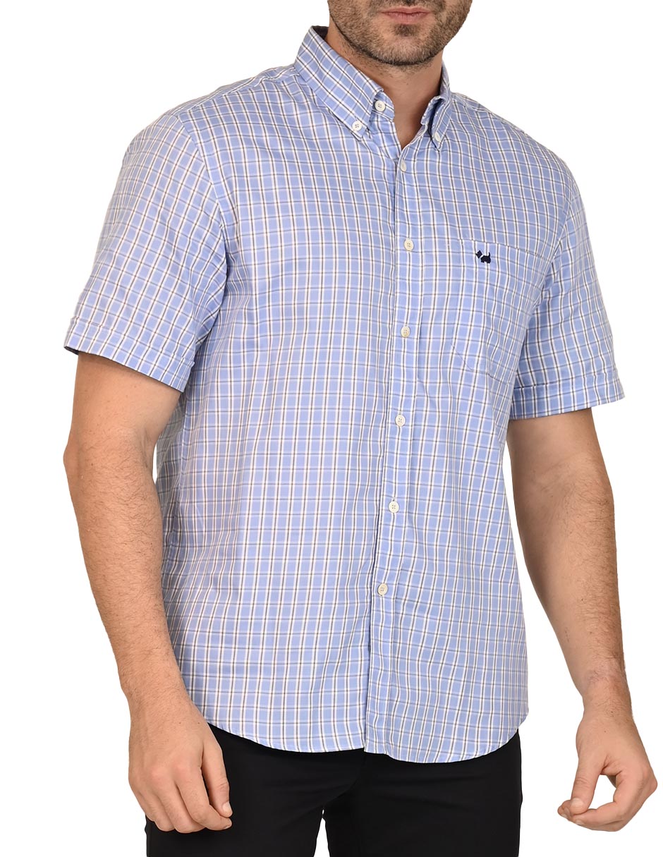 Camisa casual Ferrioni de algodón manga corta para hombre