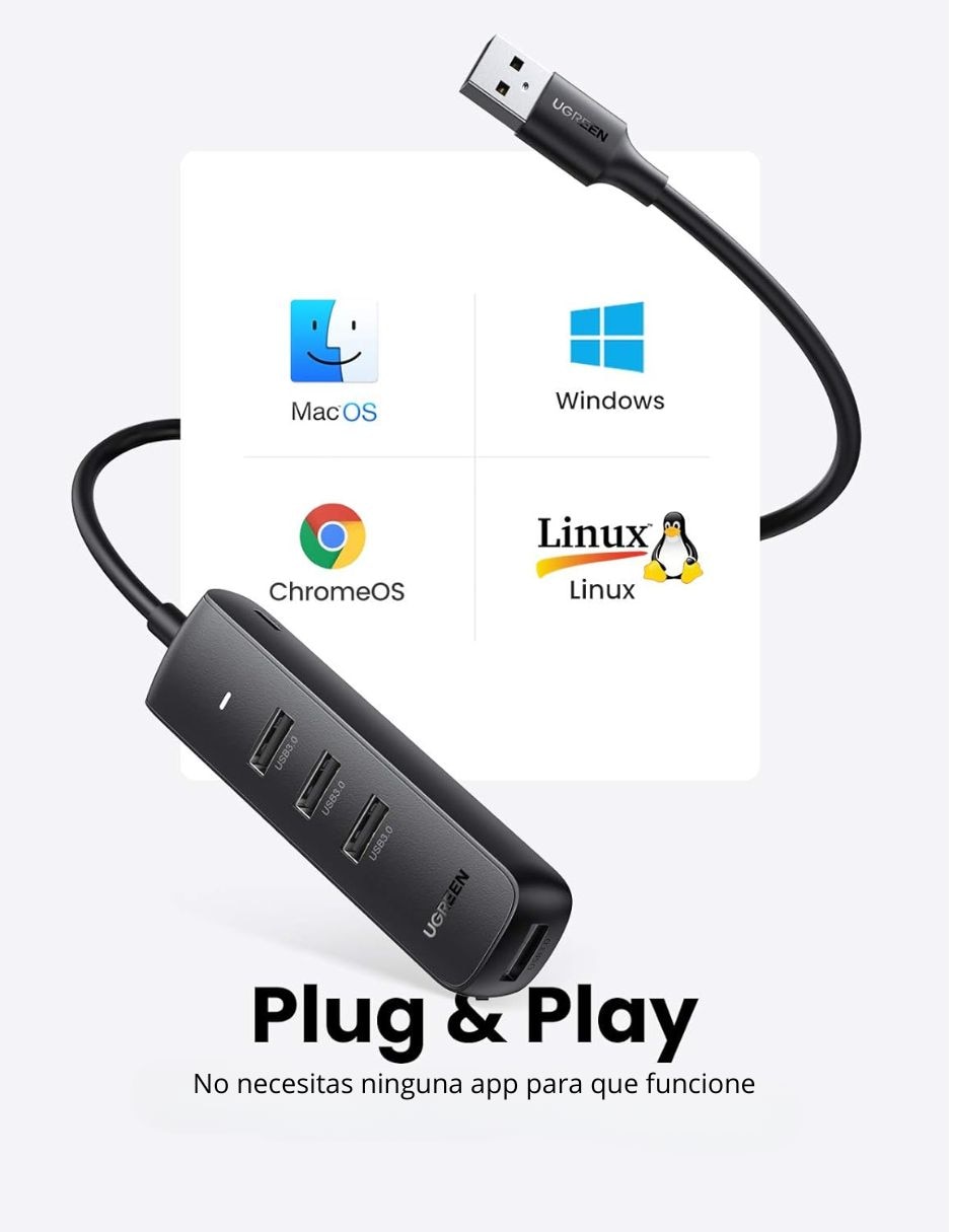 Hub USB 3.0 Ugreen CM416 de 4 puertos