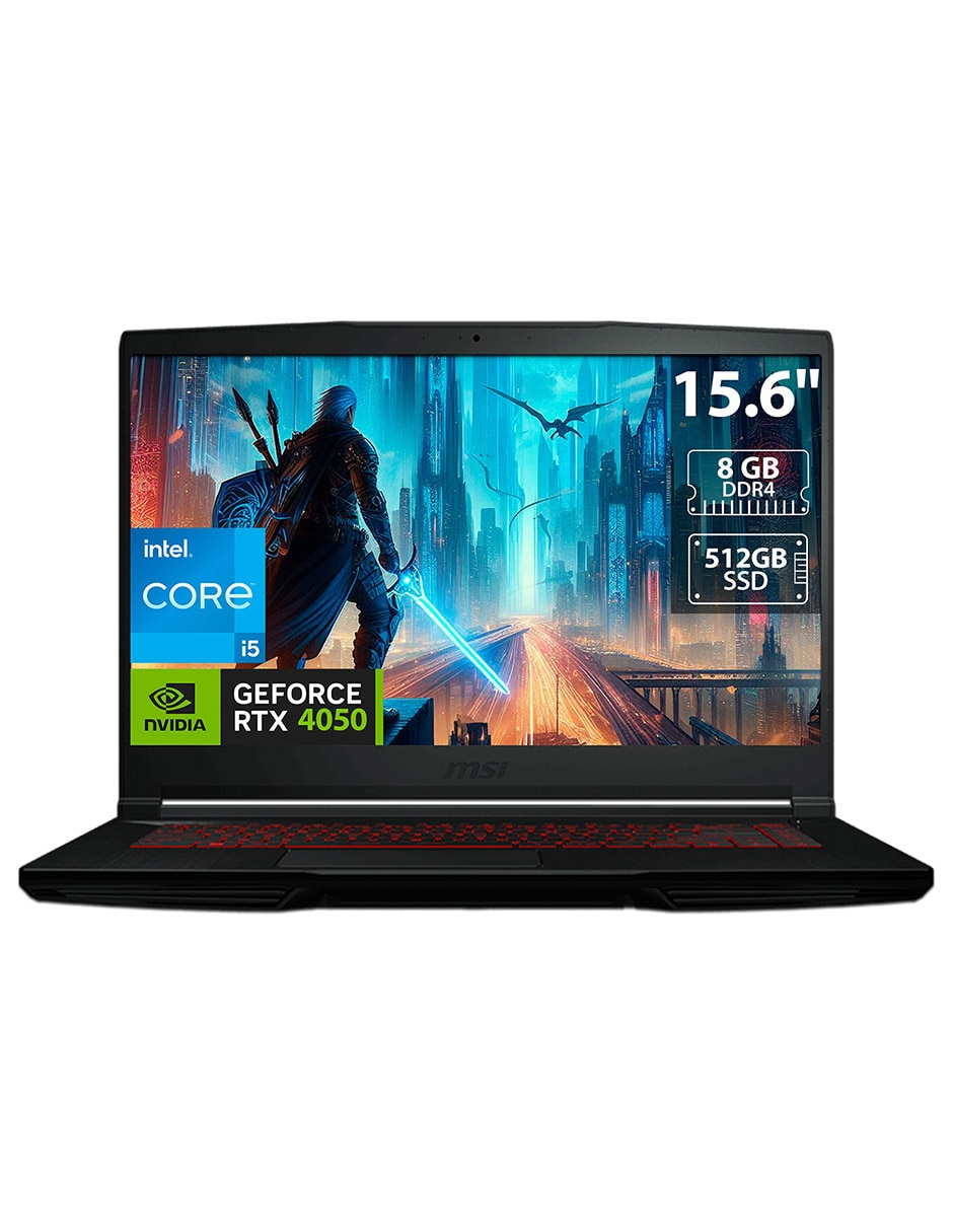 MSI Laptop gamer MSI MSI GF63 Thin 15.6 pulgadas Full HD Intel Core i5 NVIDIA GeForce RTX 4050 8 GB RAM 512 GB SSD
