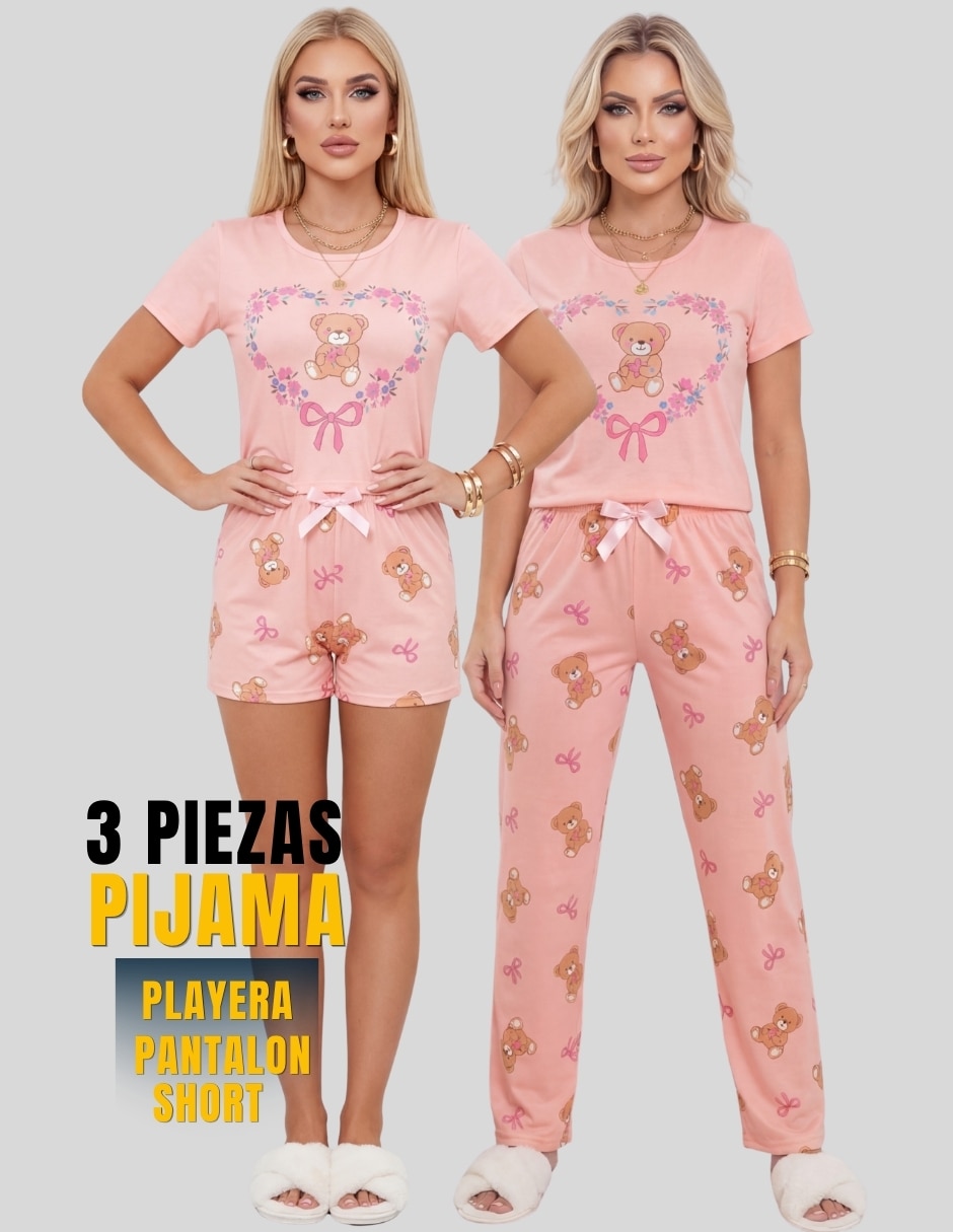 Conjunto pijama 3 piezas diferentes personajes para mujer 9