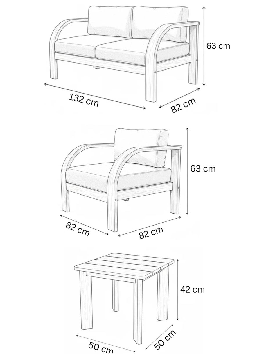 Set sala exterior MIDTOWN CONCEPT Sala de Jardin Brooke 4 Piezas