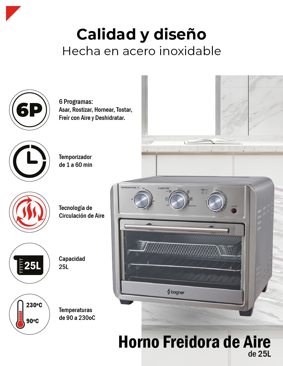 Horno eléctrico freidora Bogner BAF25 25 L