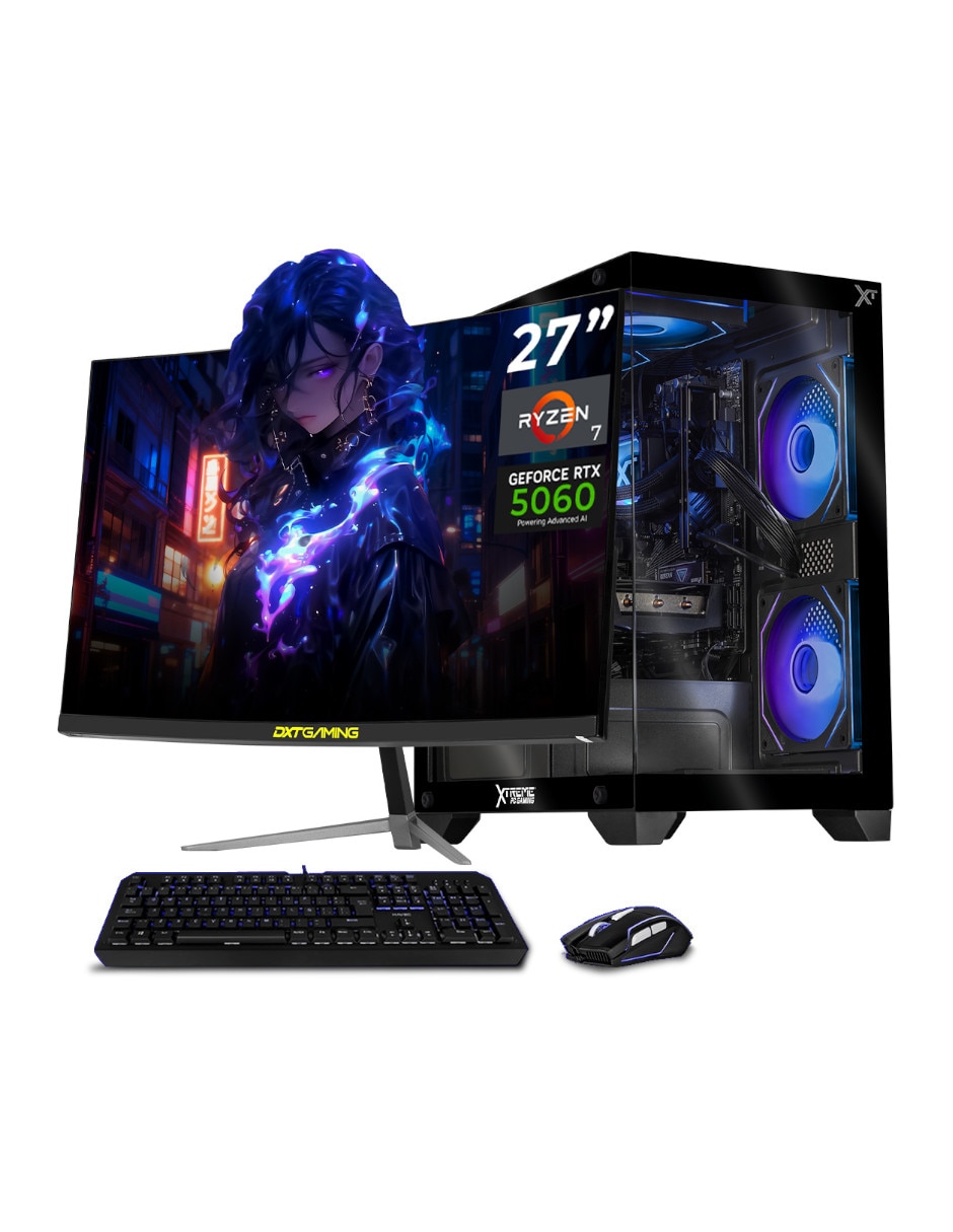 XTREME PC GAMING XTREME PC GAMING XTPCR732GB5060MCHBV2 27 pulgadas Full HD AMD Ryzen 7 NVIDIA GeForce RTX 5060 32 GB RAM No aplica 1 TB SSD No aplica
