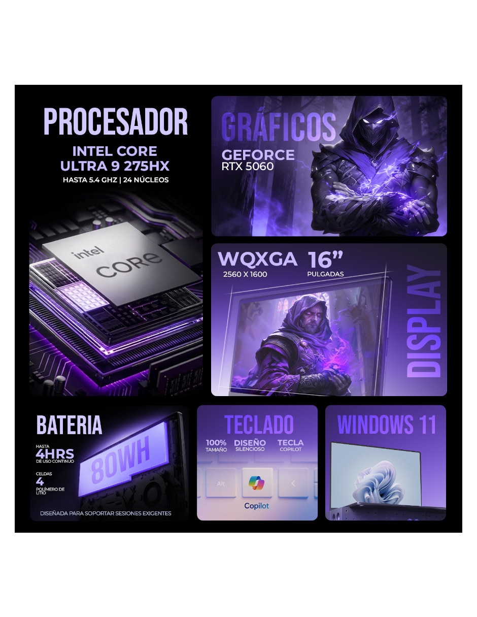 Laptop gamer Legion 5 16IAX10 16 pulgadas WQXGA Intel core ultra 9 NVIDIA GeForce RTX 5060 32 GB RAM 1 TB SSD 3