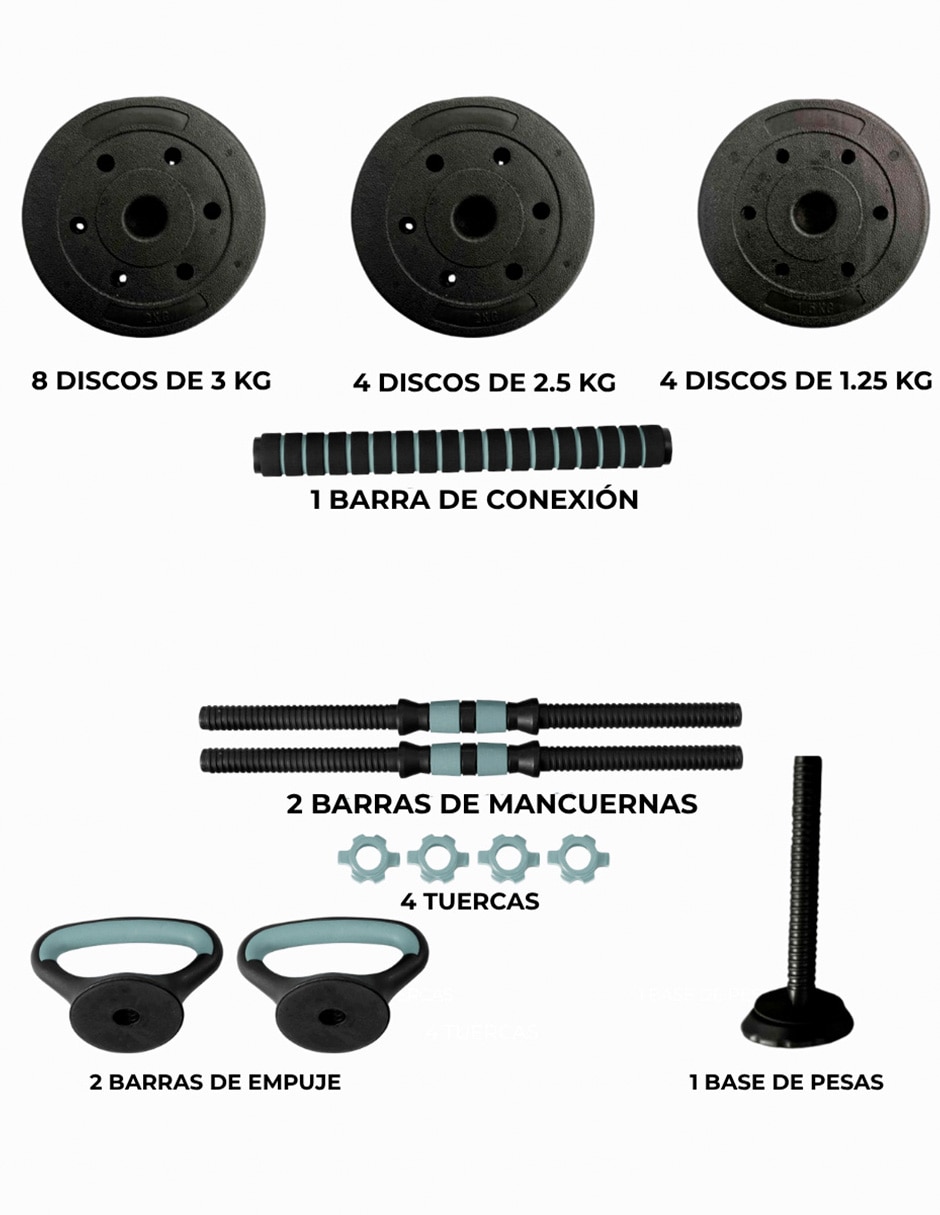 Mancuerna/Set mancuernas/Kit mancuernas De peso variable BYWELL 40 kg 26 piezas