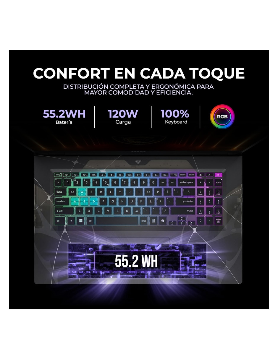 Laptop gamer MSI Cyborg 17 17.3 pulgadas Full HD Intel Core 7 240H NVIDIA GeForce RTX 5060 32 GB RAM 1 TB SSD