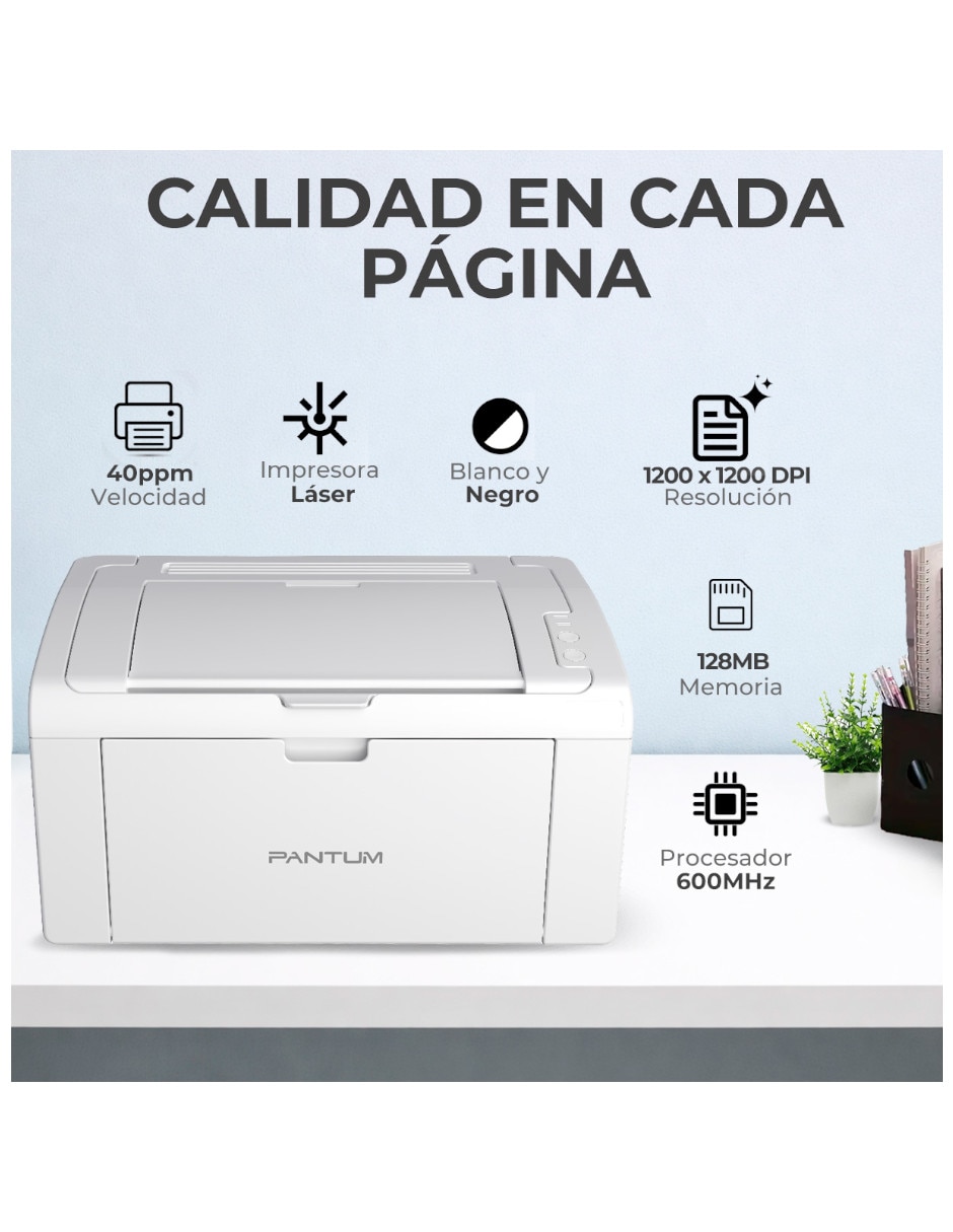 Impresora eléctrica Pantum modelo P2509W de toner alámbrica monocromática