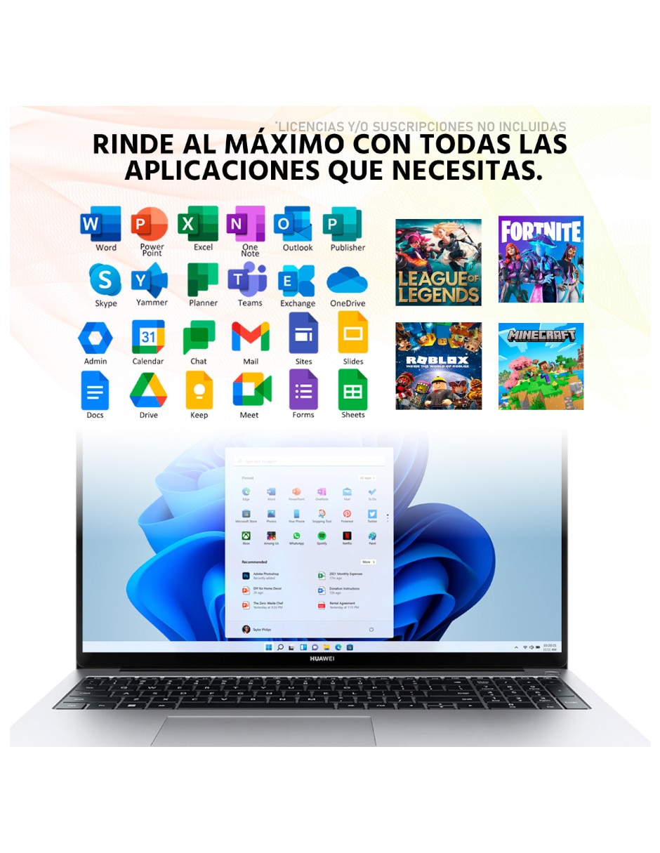No HUAWEI MitchellG-Ci9161TM 16 pulgadas Full HD+ Intel Core i9 Integradas 16 GB RAM No aplica 1 TB SSD No aplica