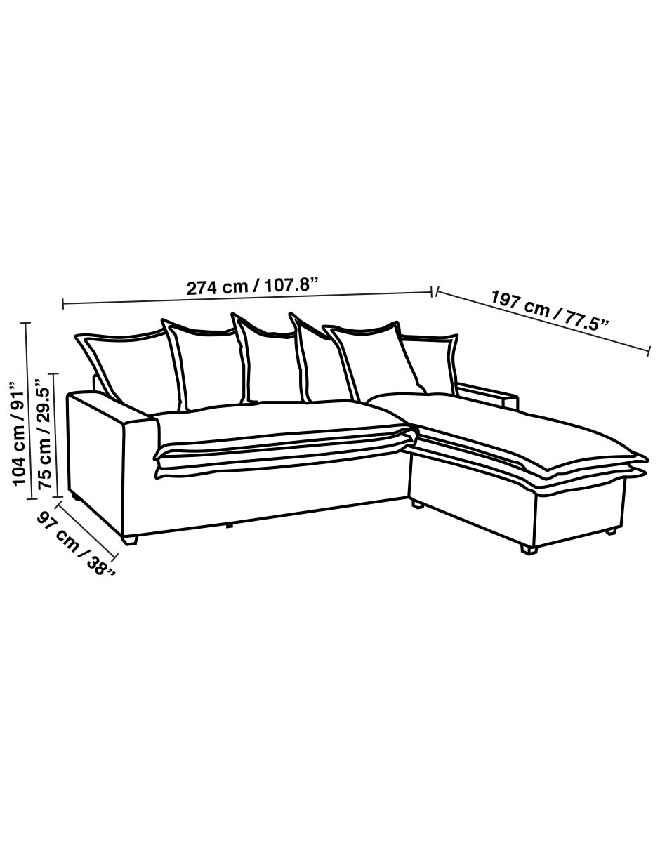 Sala modular Tomás Sofa Otto Liz de poliéster 14