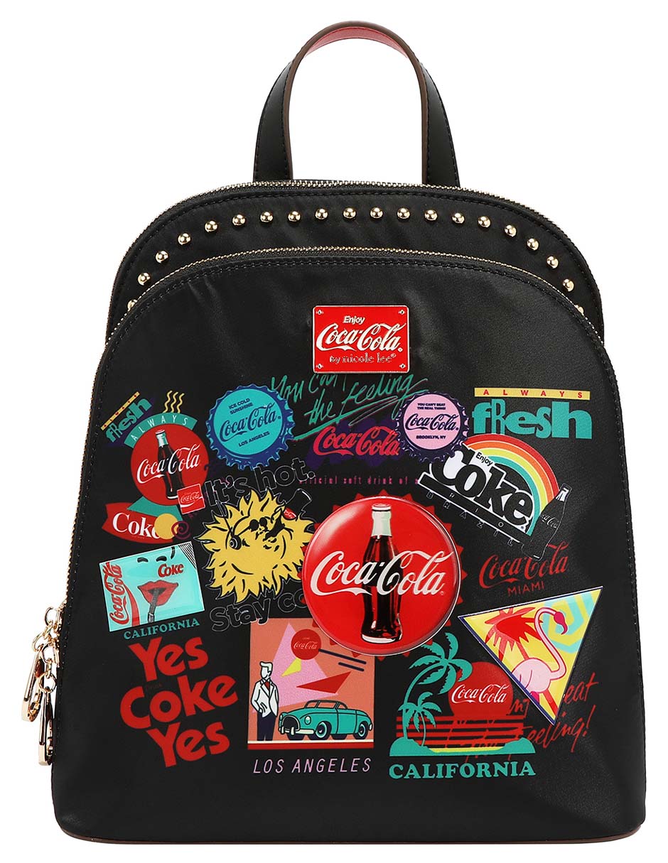 Bolsa backpack nicole lee cap collage coca-cola para mujer