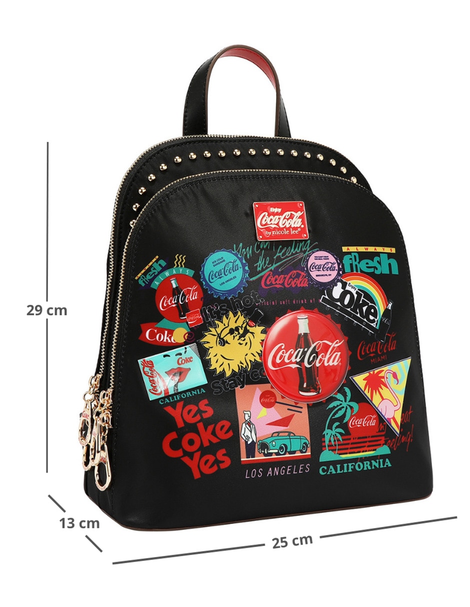 Bolsa backpack nicole lee cap collage coca-cola para mujer