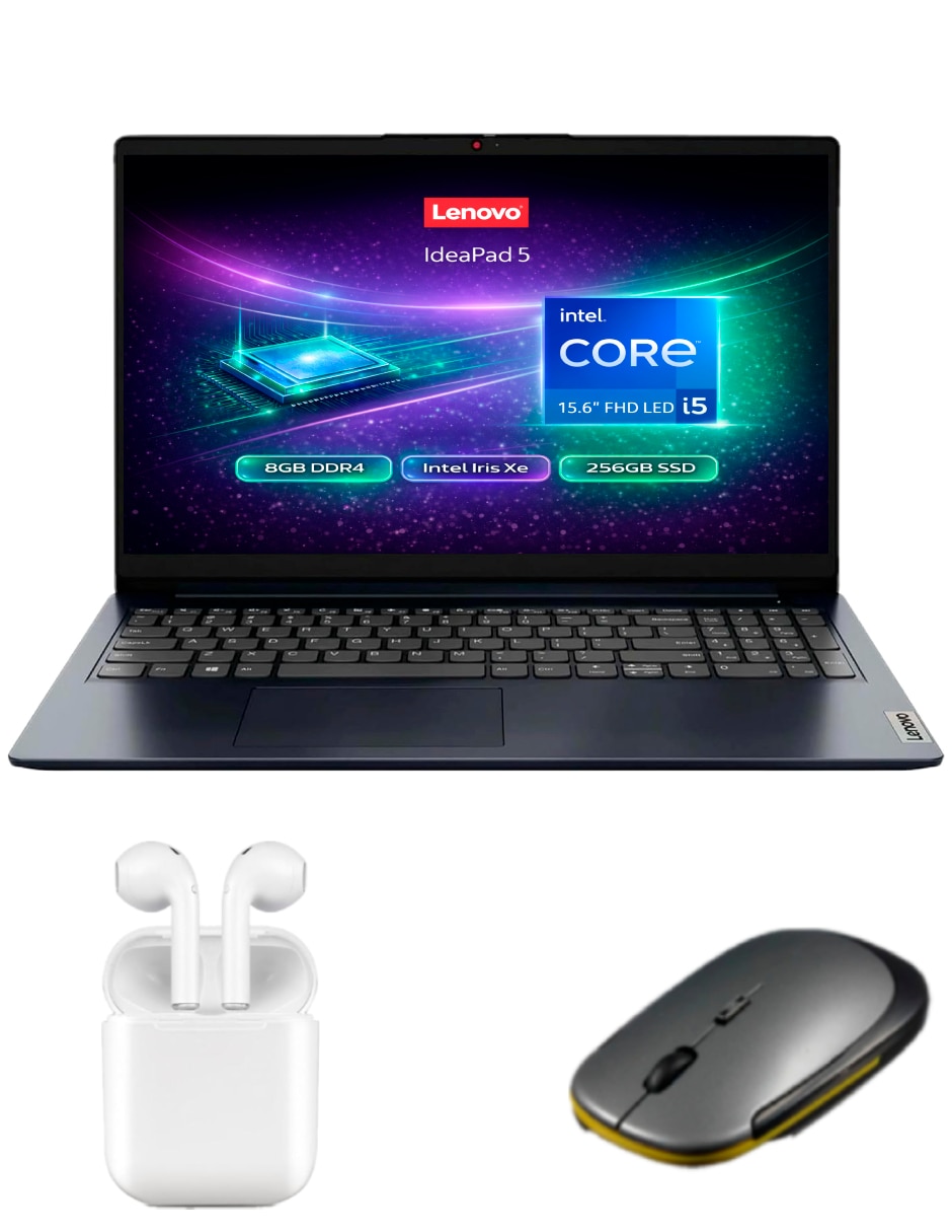 LENOVO Laptop Lenovo Bundle IdeaPad 5 (83B40006US) 15.6" 15.6 pulgadas Full HD Intel Core i5 Intel Iris XE 8 GB RAM 256 GB SSD