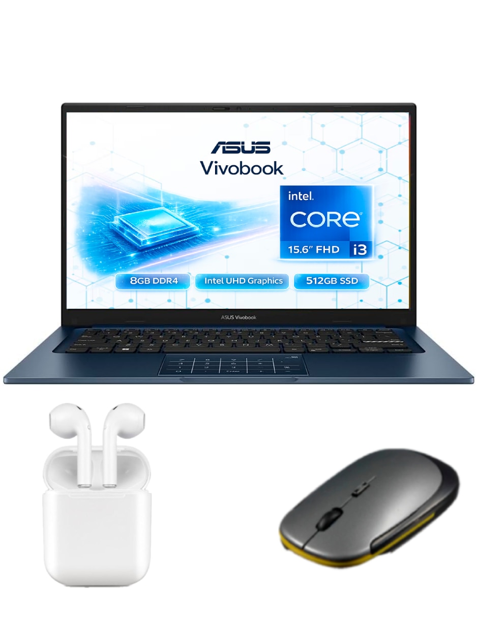 ASUS Laptop Asus Bundle Laptop ASUS Vivobook F1504VA 15.6" 15.6 pulgadas Full HD Intel Core i3 Intel UHD Graphics 8 GB RAM 512 GB SSD