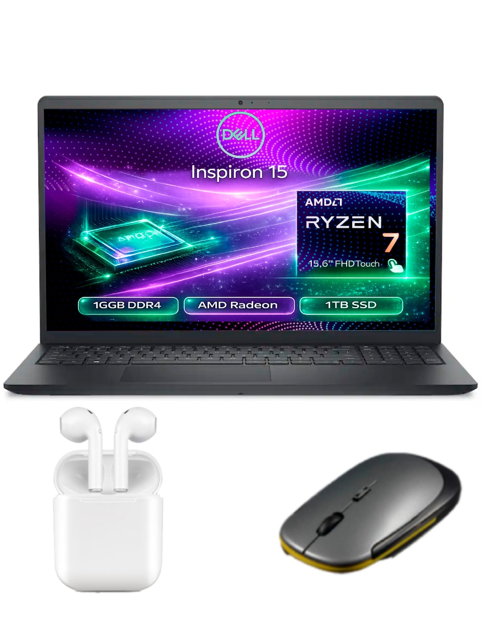 DELL Laptop touch Dell Bundle Inspiron 15 7322 15.6" pulgadas Full HD AMD Ryzen 7 AMD Radeon Graphics 16 GB RAM 1 TB SSD