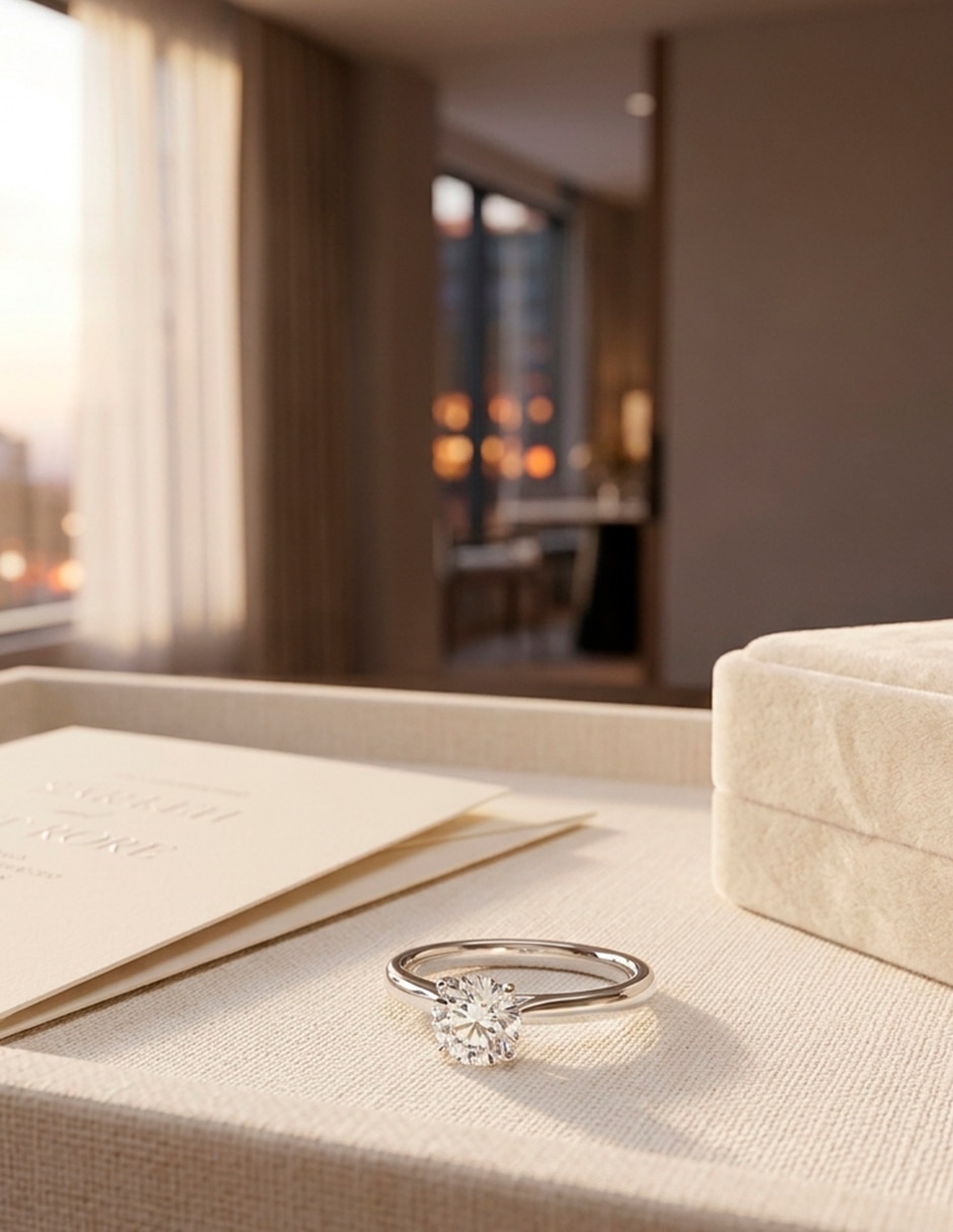 Anillo de compromiso de Oro 18 K Zirconia cúbica 8