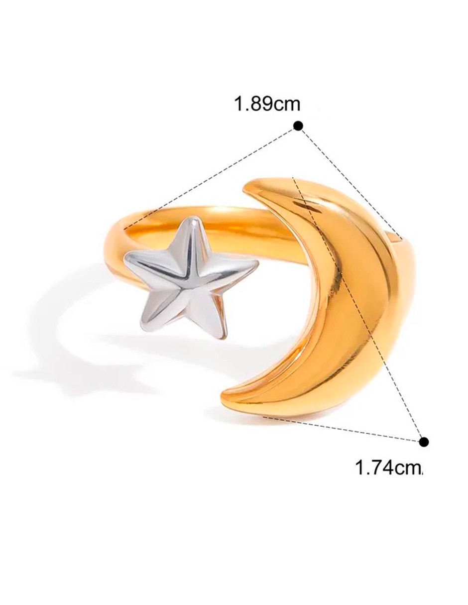 Anillo de luna Nira 14 k de oro laminado brillante