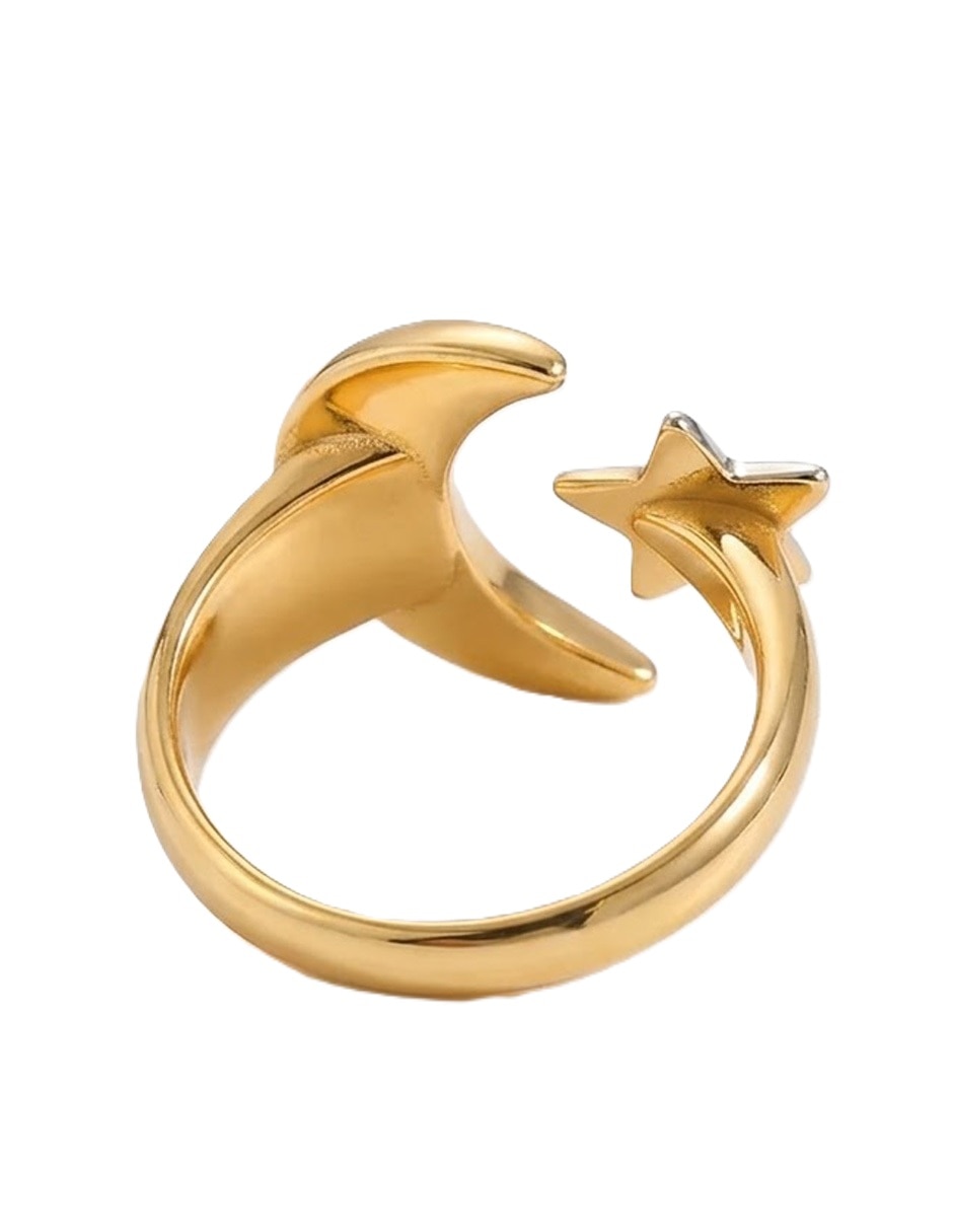 Anillo de luna Nira 14 k de oro laminado brillante