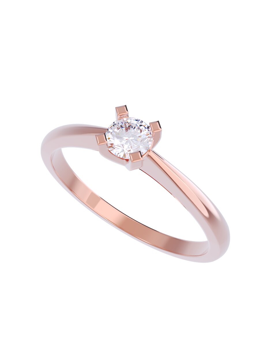 Anillo de compromiso de oro 10 K diamante 4