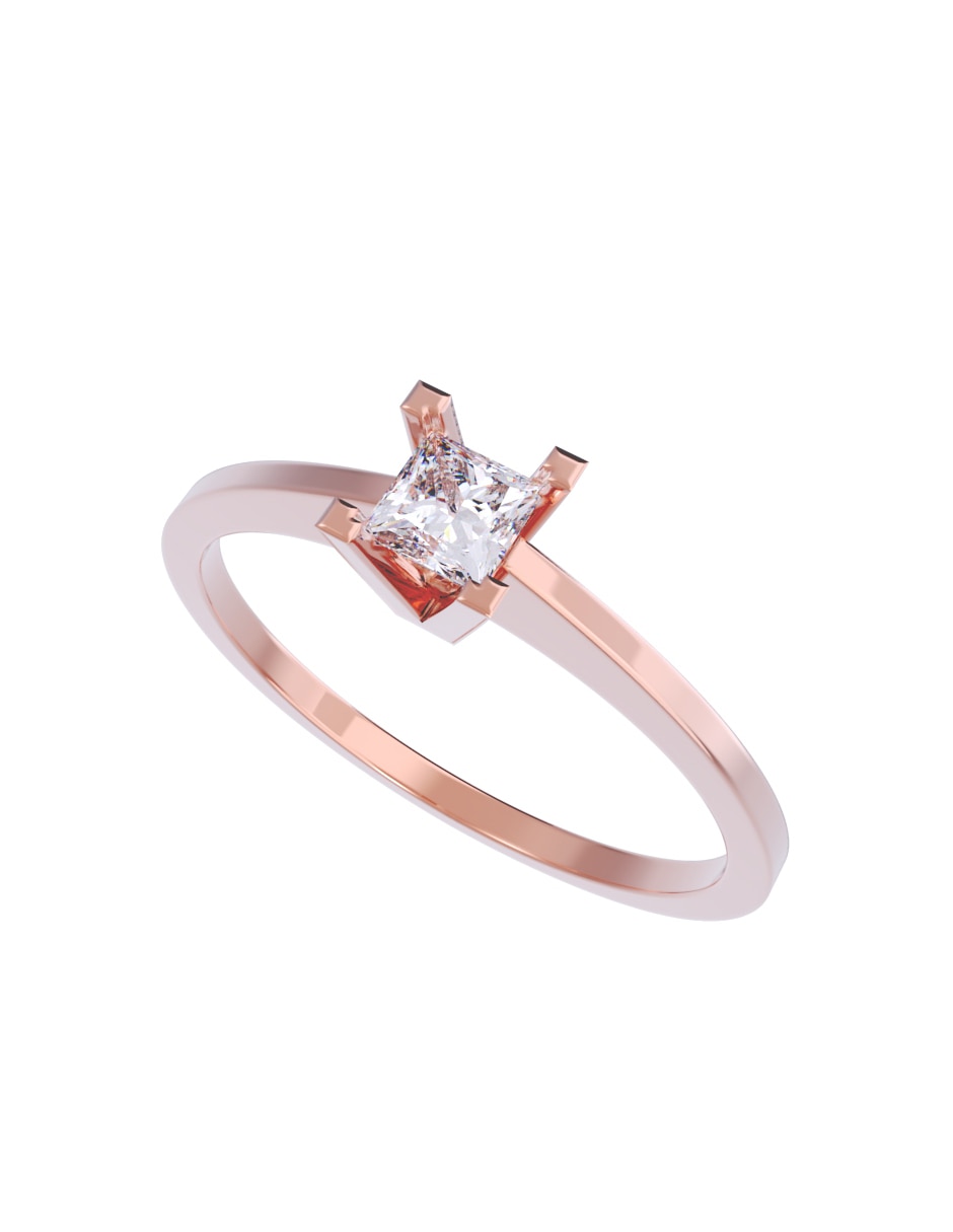 Anillo de compromiso de oro 10 K diamante 2