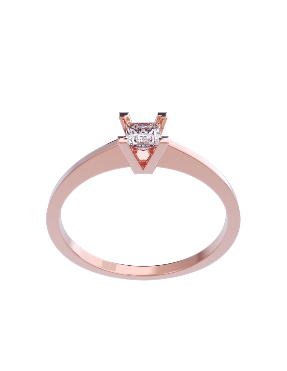 Anillo de compromiso de oro 10 K diamante 3