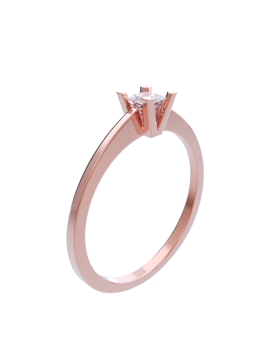 Anillo de compromiso de oro 10 K diamante 4